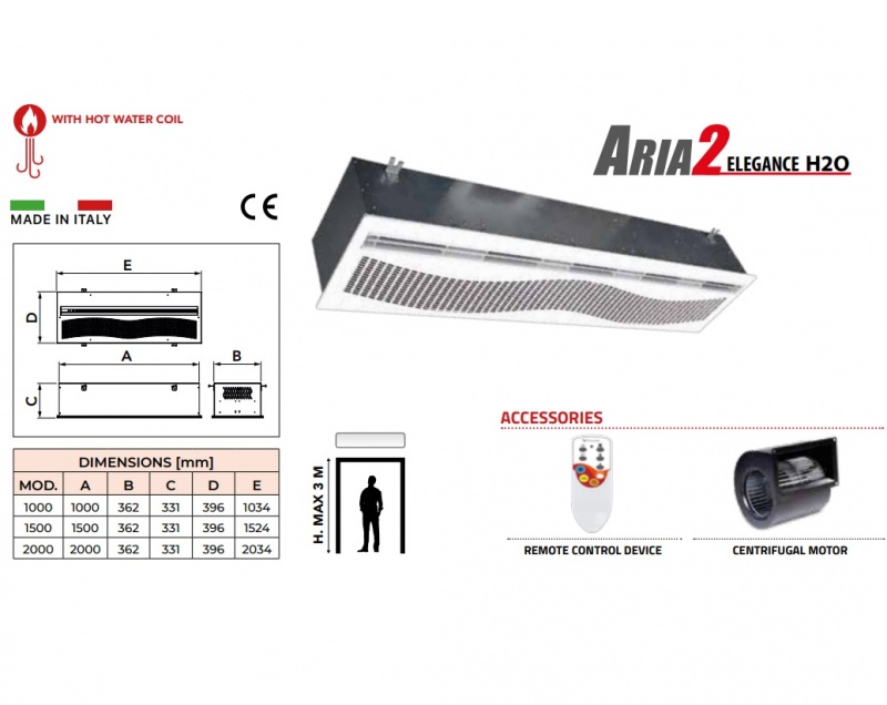 Tecnosystemi heated air curtain with H2O 1000mmLx3000mmH | DTN Group ...